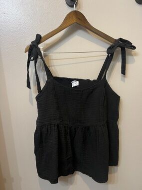 Tie-Shoulder Peplum Camisole in Black XL